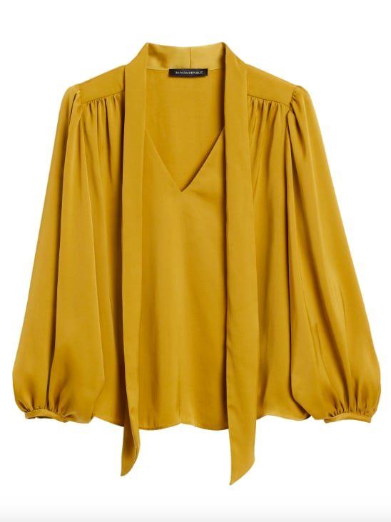 satin tie neck top