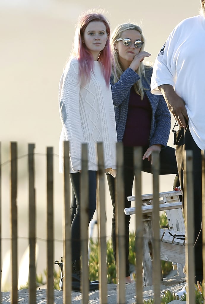 Reese Witherspoon and Ava Phillippe Hugging on the Beach