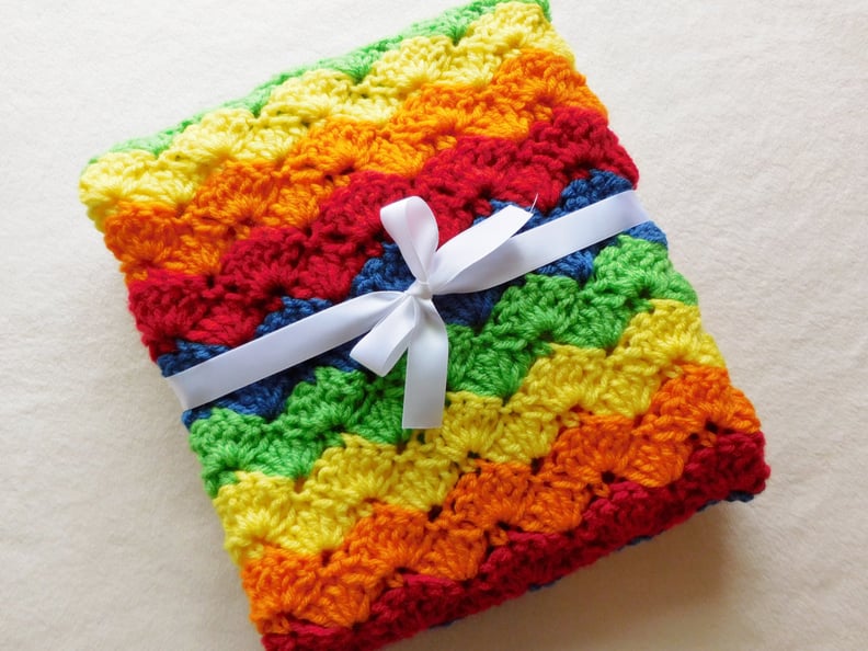 Handmade Crocheted Rainbow Baby Blanket