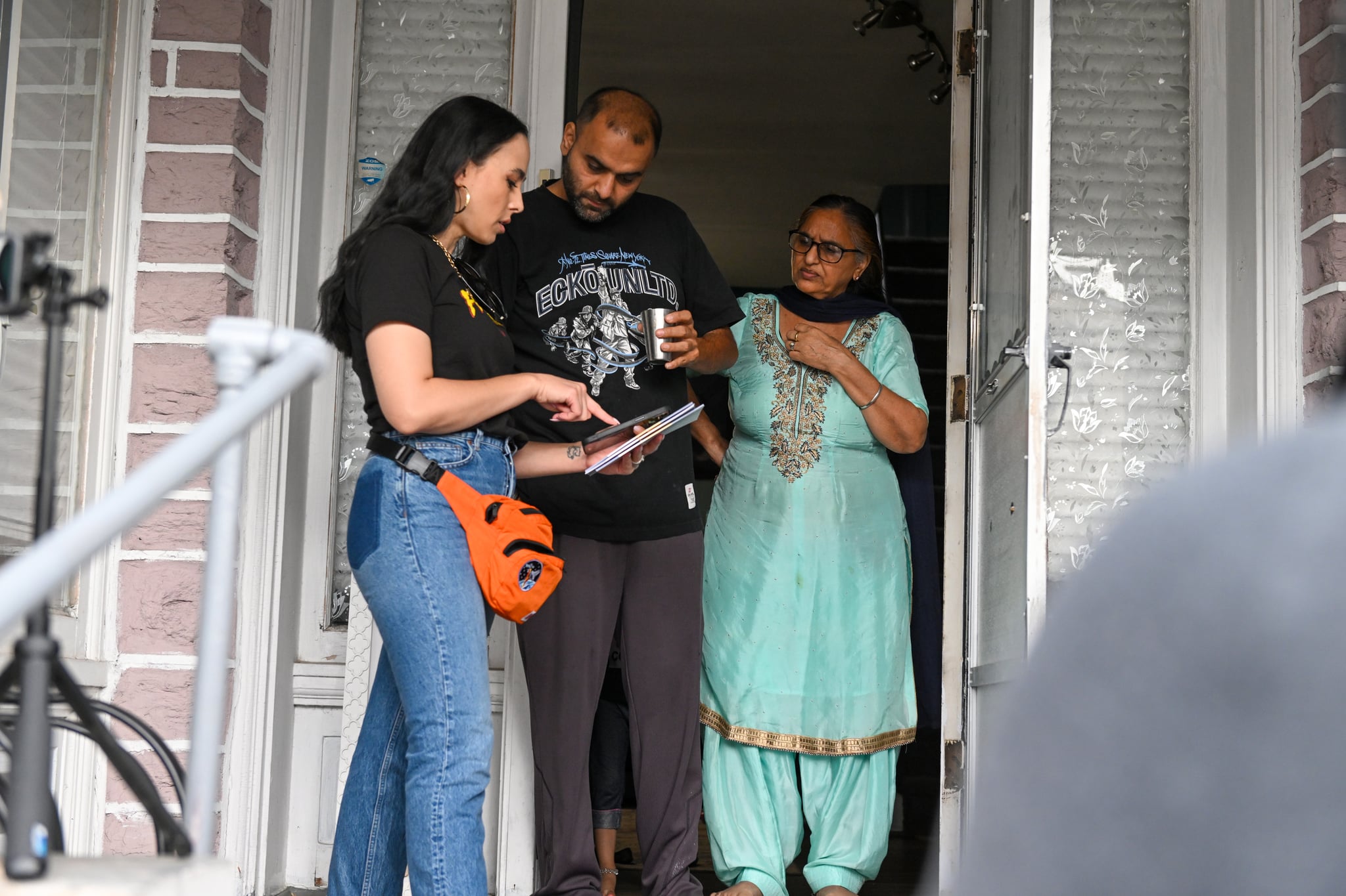 PHILADELPHIA, PENNSYLVANIA - NOVEMBER 06: Meena Harris speaks with voters during the South Asian Women Get Out the Vote Canvass Event on November 06, 2022 in Philadelphia, Pennsylvania. (Photo by Daniel Zuchnik/Getty Images for Indian American Impact)