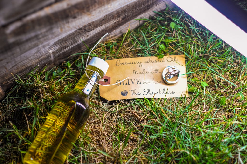Overhead of the Edible Wedding Favor (With Wedding Bands)