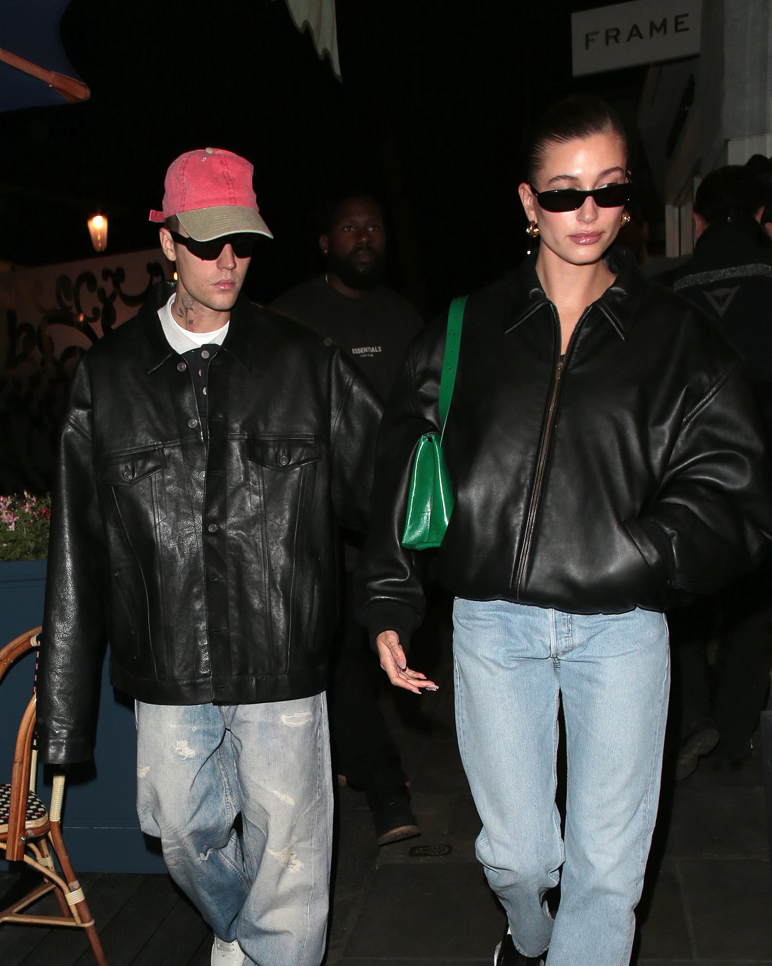 Hailey and Justin Bieber Matching Leather Jackets and Jeans | PS Fashion