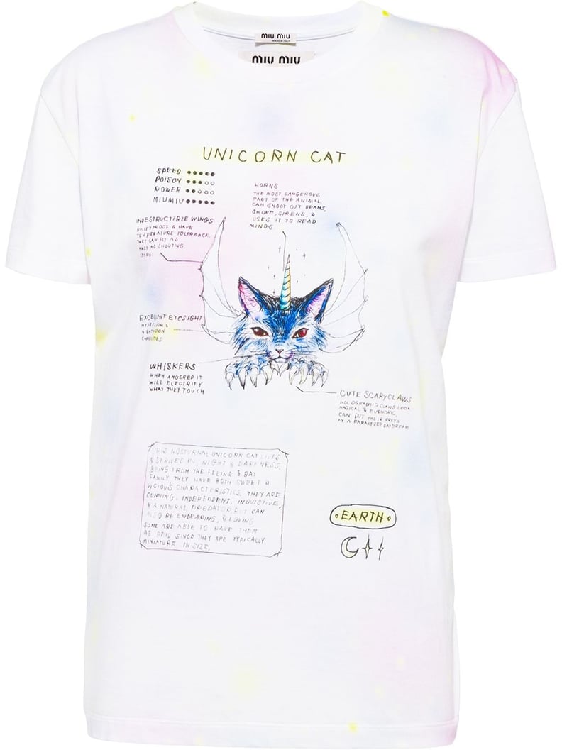 Miu Miu Unicorn Cat Print T-Shirt