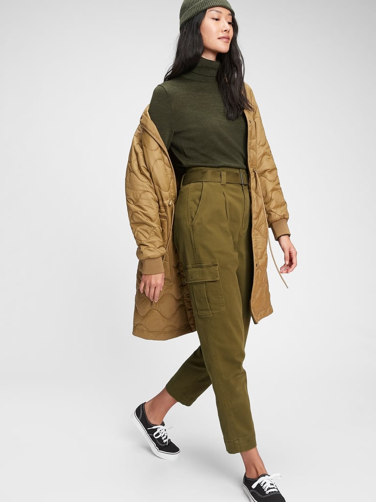 Gap High Rise Belted Cargo Khaki Pants