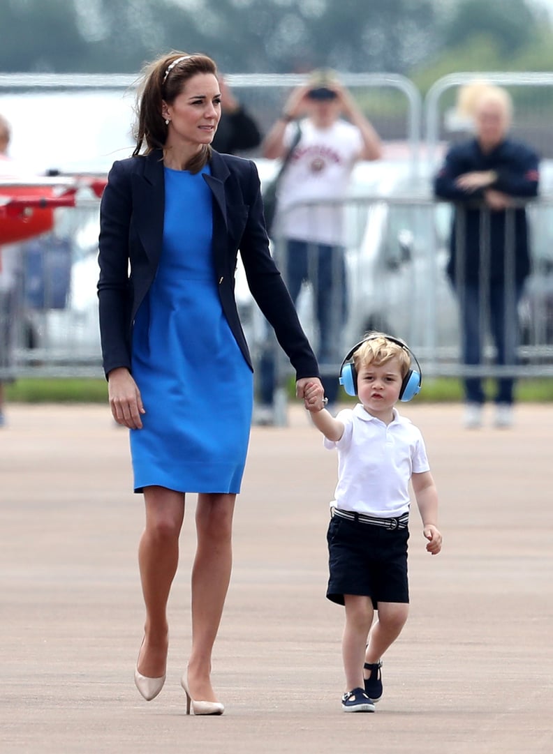 Kate Wore a Navy Blazer Over Her Bright Blue Dress