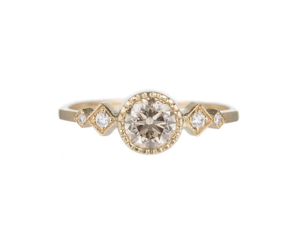 Champagne Diamond Solitaire Echo Ring by Jennie Kwon Champagne Diamond Solitaire Echo Ring by Jennie Kwon