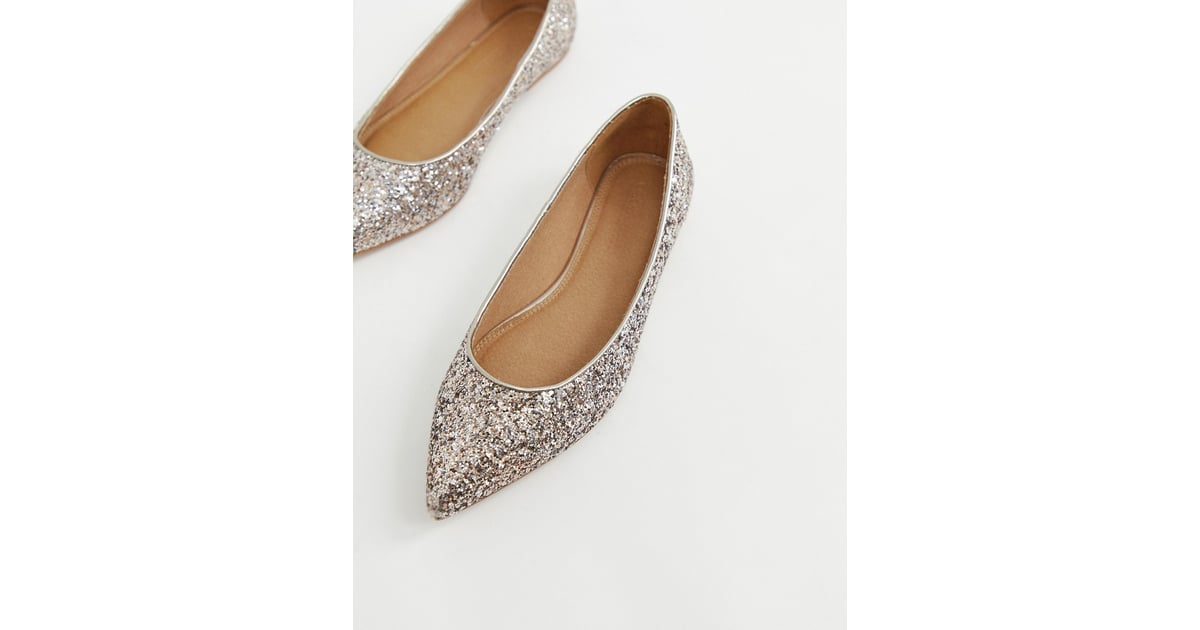 wide fit silver flats