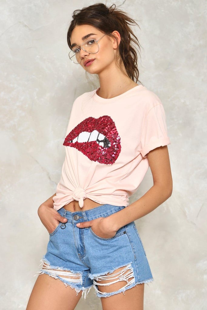 Nasty Gal Words In My Mouth Sequin Tee