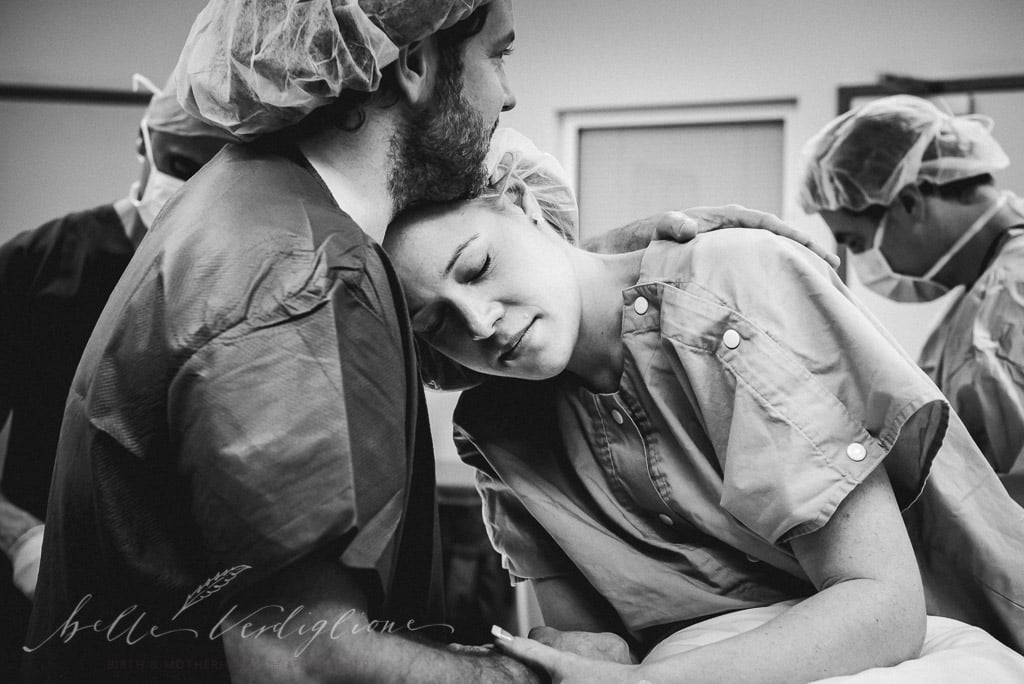 C-Section Mom Watching Baby's Birth