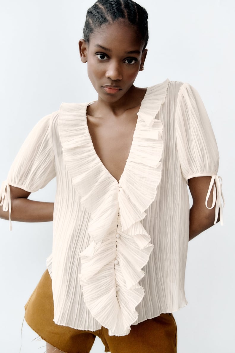 A Romantic Style: Ruffled Pleated Blouse