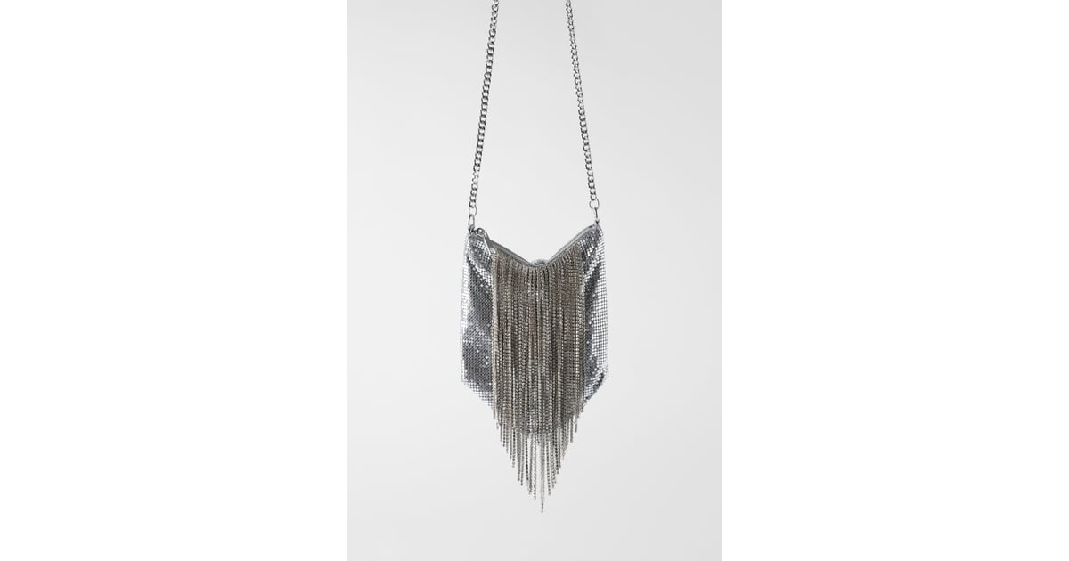 Zara Fringed Mesh Beading Crossbody Bag How to Style a FauxFur Coat Like a Fashion Editor