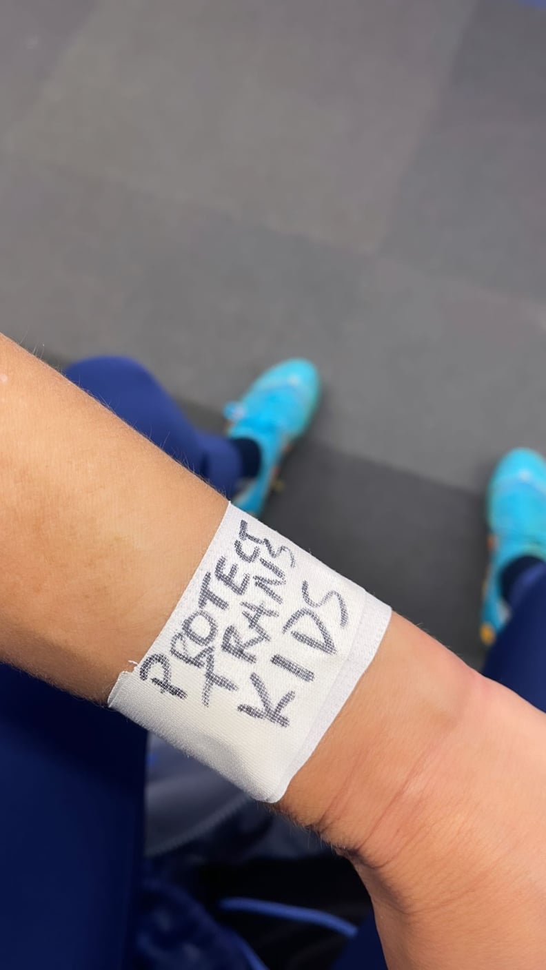 Kristie Mewis Shares Her "Protect Trans Kids" Wristband on Instagram