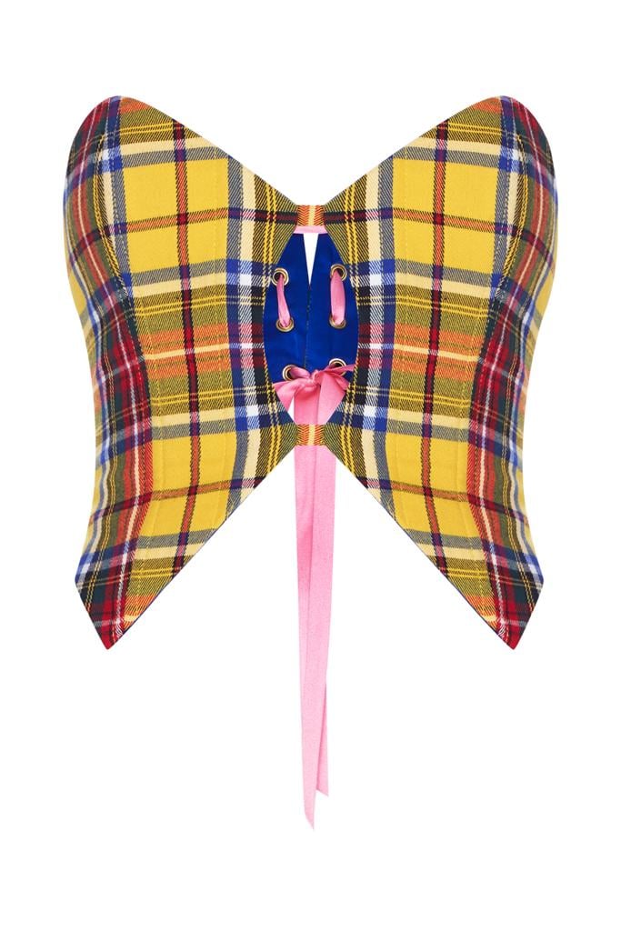 Amuse Bouche Tartan Yellow Corset Top