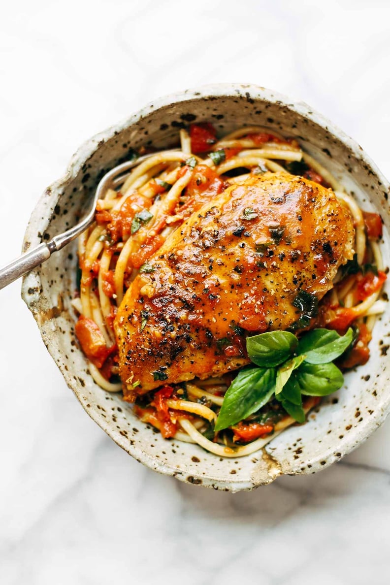 Garlic-Basil Chicken With Tomato-Butter Sauce