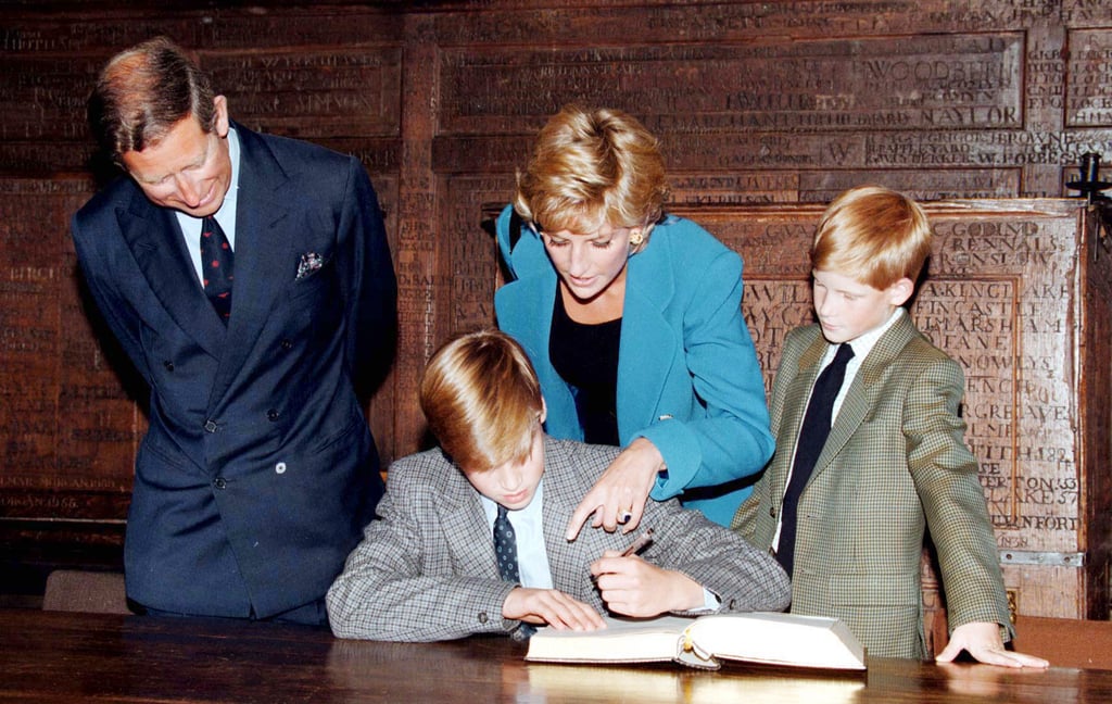 Prince Charles, Prince William, Princess Diana, and Prince Harry