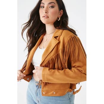 White fringe on sale jacket forever 21