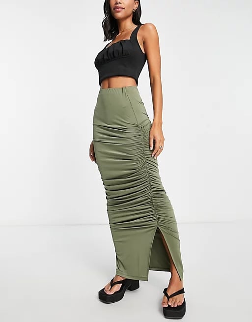 Topshop Slinky Ruched Maxi Skirt