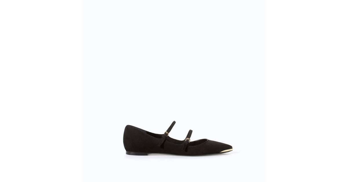 zara gold ballet flats
