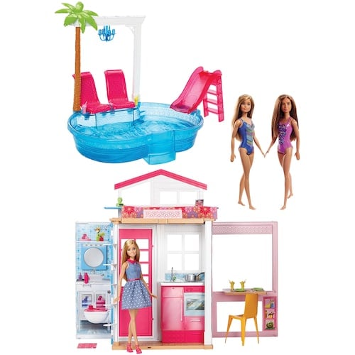 Mattel Barbie Glam House & 3 Doll Set