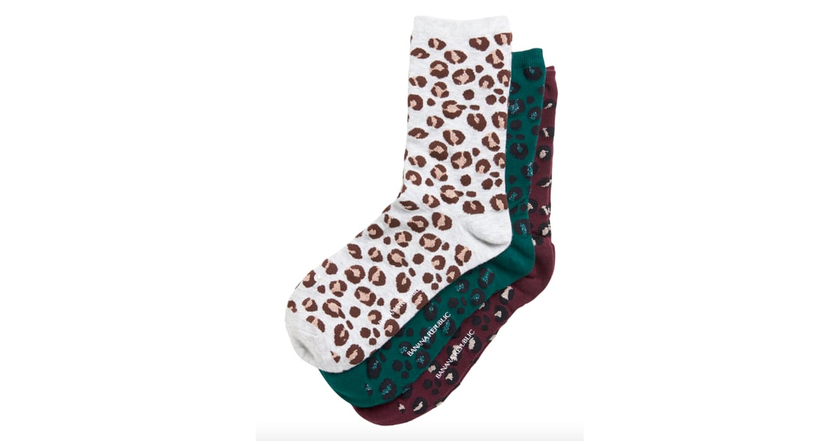 Metallic Leopard Crew Sock 3Pack Best Animal Print Clothing at