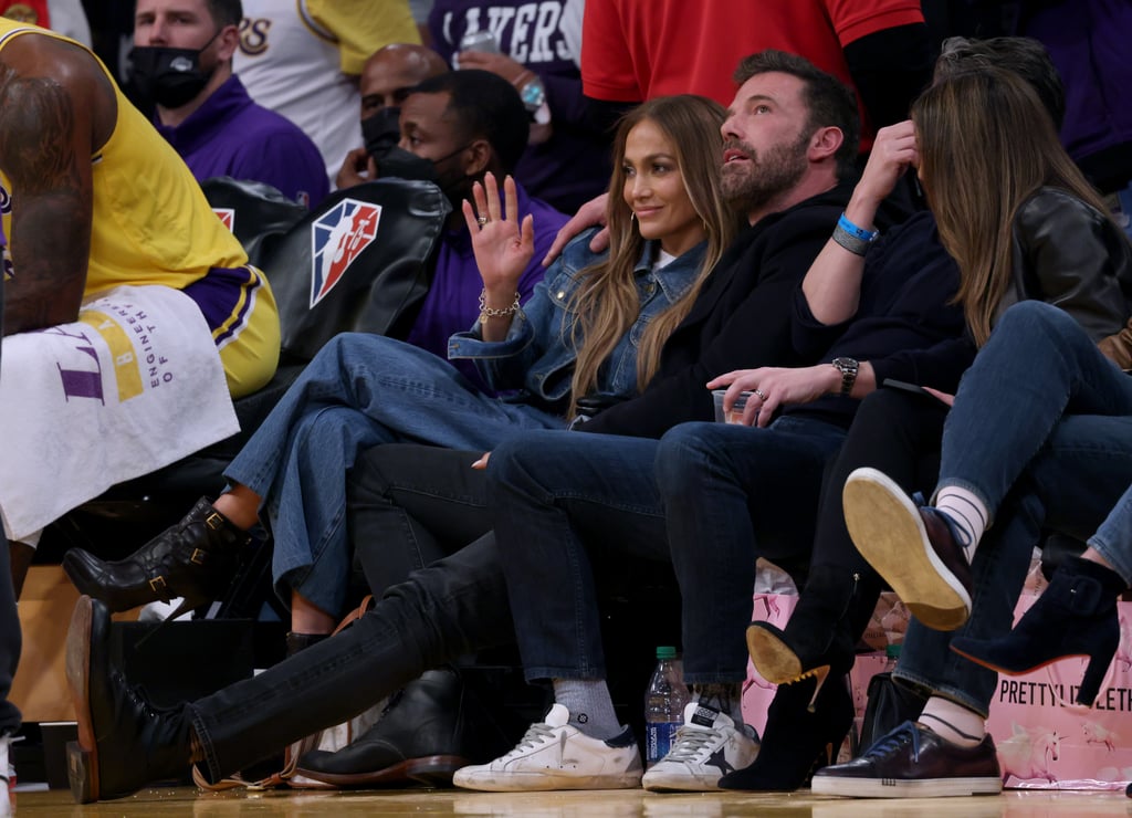 Jennifer Lopez's Denim-on-Denim Look at a Los Angeles Lakers Game