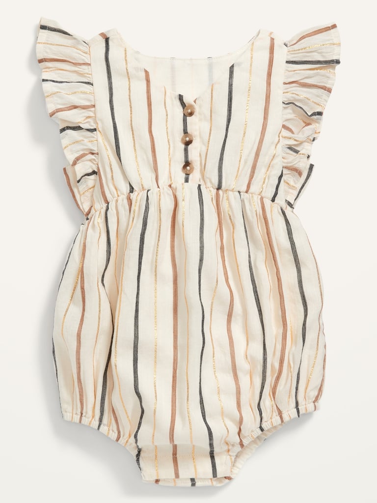 Old Navy Metallic-Stripe Flutter-Sleeve Bubble One-Piece