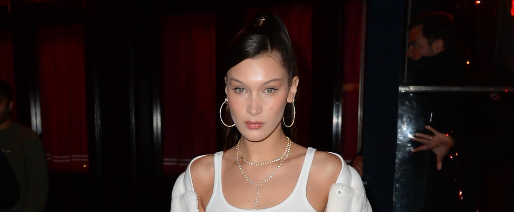 Bella Hadid Wearing White Fluffy Jacket