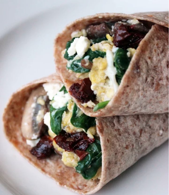 Spinach, Mushroom, and Feta Wrap