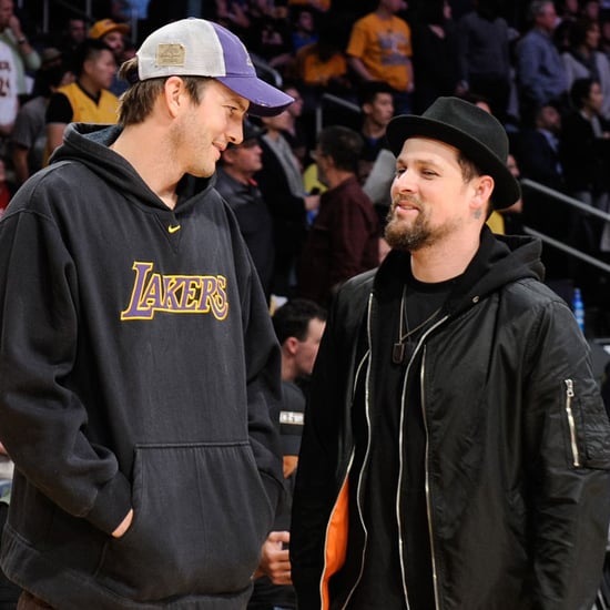 Ashton Kutcher and Joel Madden at Lakers Game March 2016