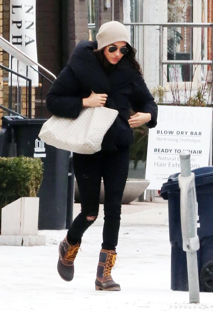 She wore the boots with a similar outfit in Dec. 2016 while in Toronto.