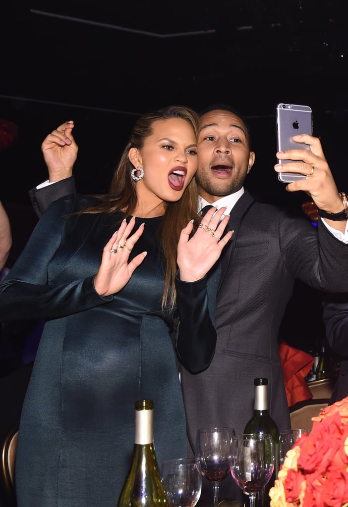 Chrissy Teigen and John Legend at Clive Davis Party 2016