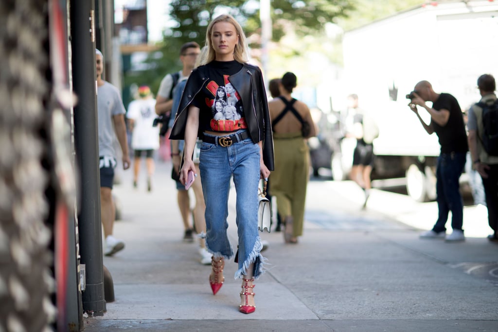 Match Your Shoes to Your Graphic Tee and Top Things Off With a Leather Jacket