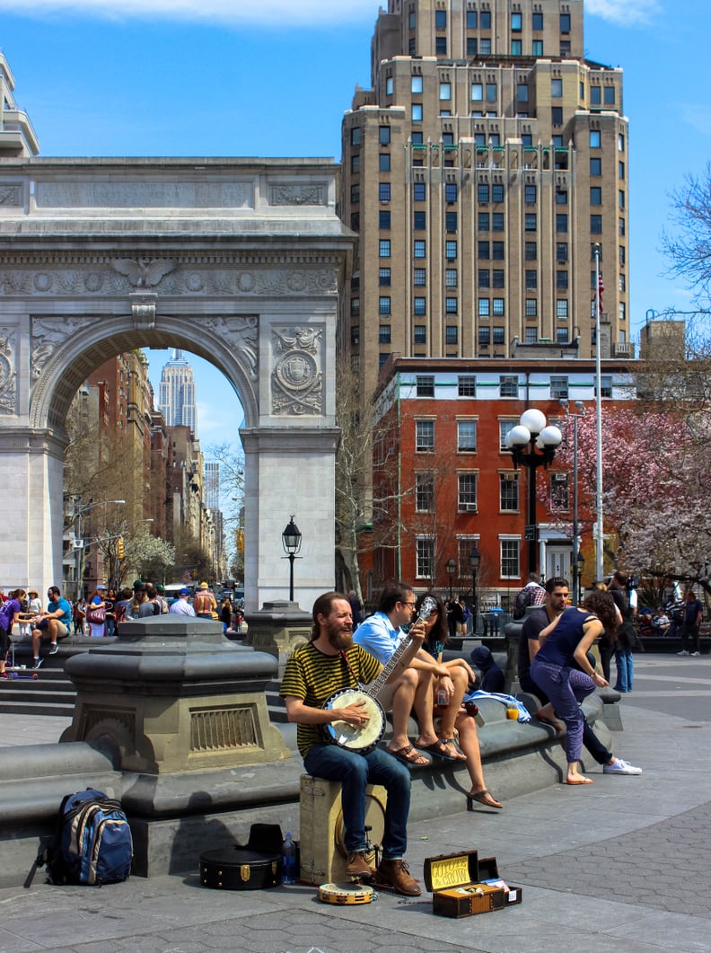 Grab a front-row seat for street performances in Washington Square Park