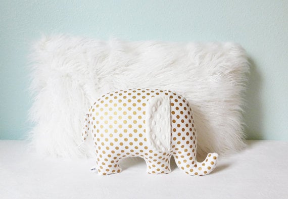 Gold Dot Elephant Pillow