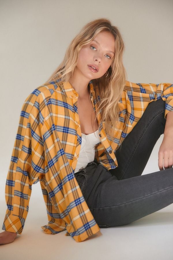 UO Brendan Drapey Flannel Button-Down 