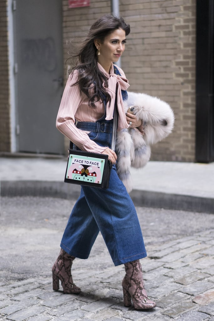 With a Pussy Bow Top and Snakeskin Boots