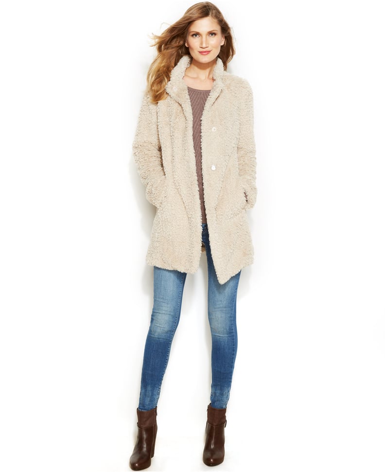 Kenneth Cole Snap-Front Faux-Fur Coat