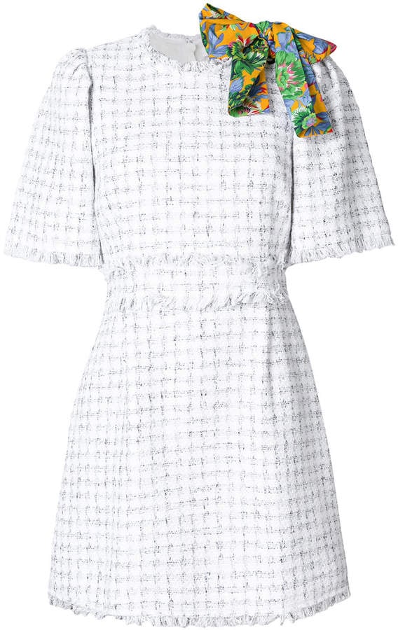 MSGM Bow Detail Tweed Dress