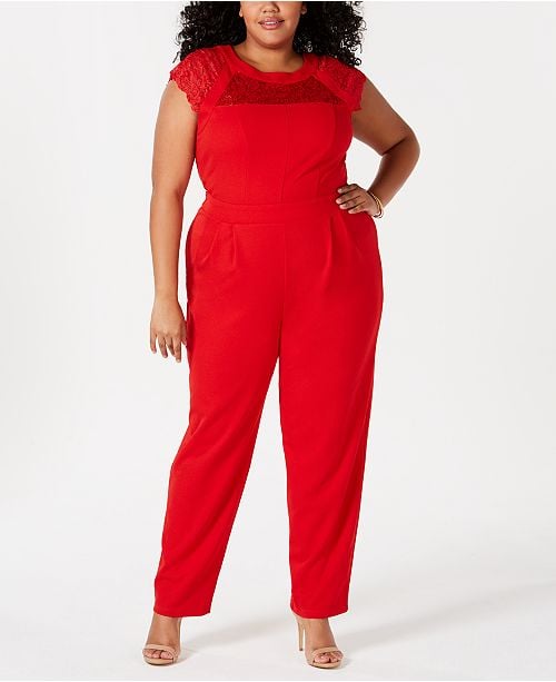 red plus size overalls