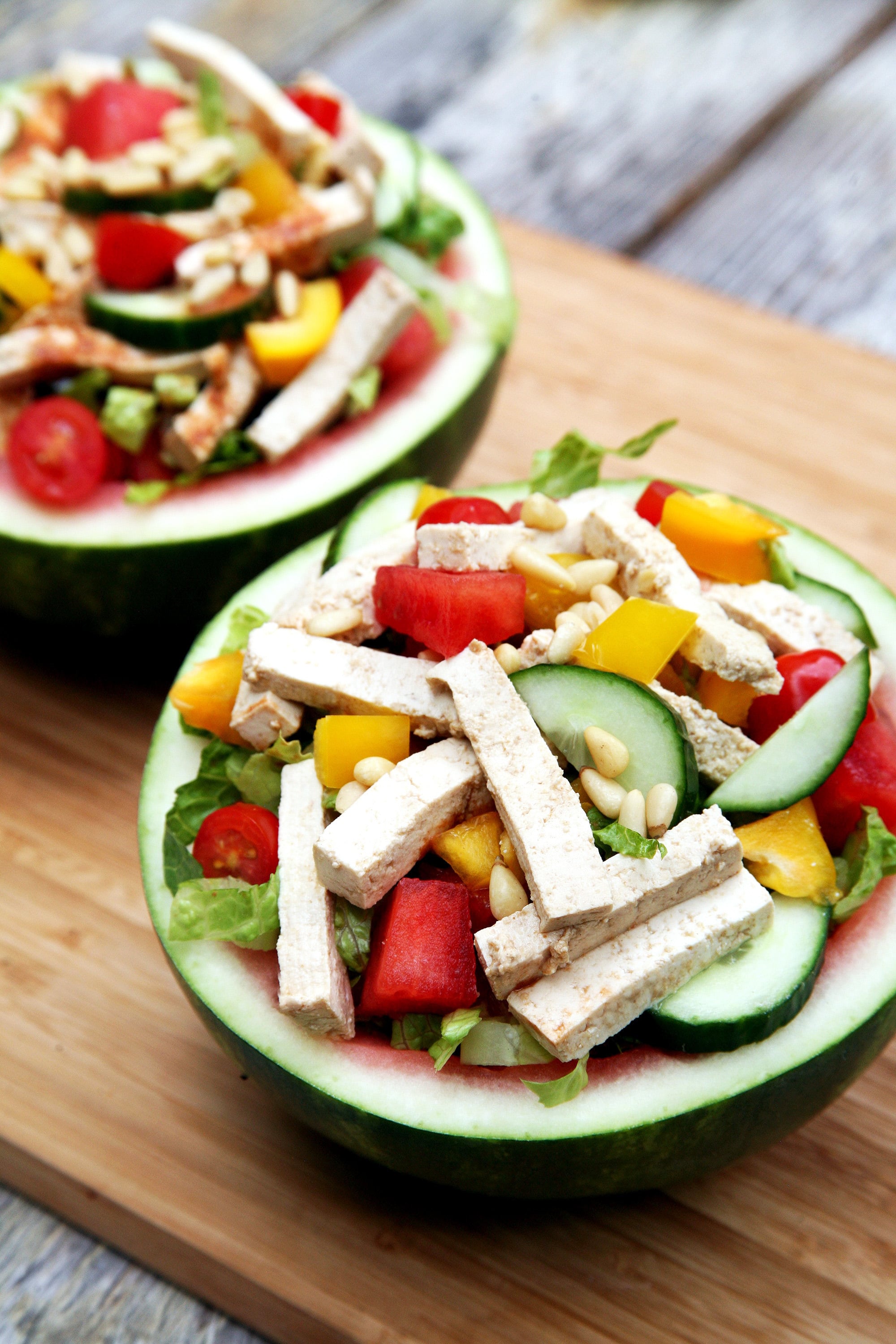 Ginger Tofu Watermelon Bowl Salad | No Cook Recipes With Refreshing Summer Flavors | Homemade Recipes