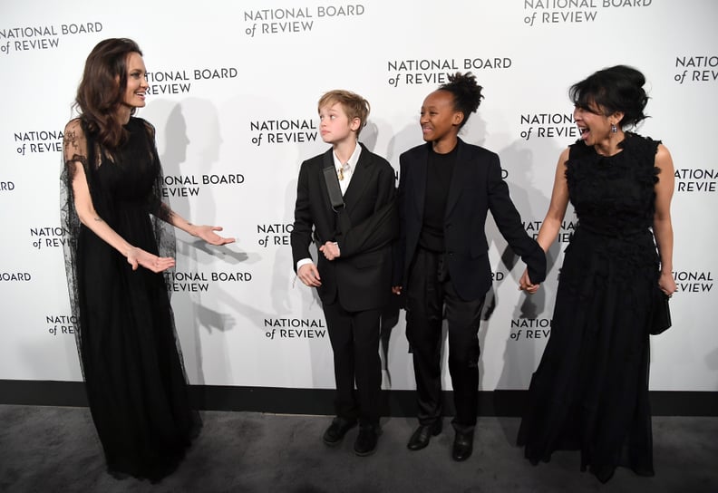 Angelina Jolie, Shiloh and Zahara Jolie-Pitt, and Loung Ung attending the National Board of Review Awards Gala