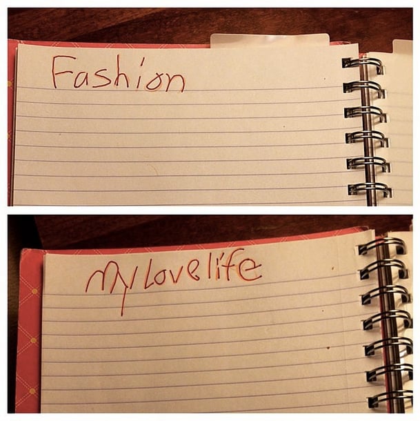 "Our daughter divided her diary into topic areas. She's SEVEN years old."