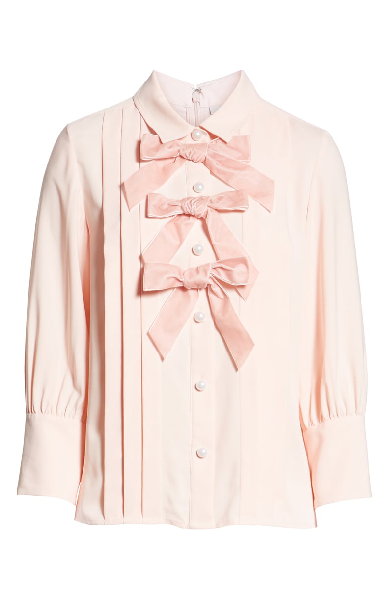 Bow Front Pleated Blouse