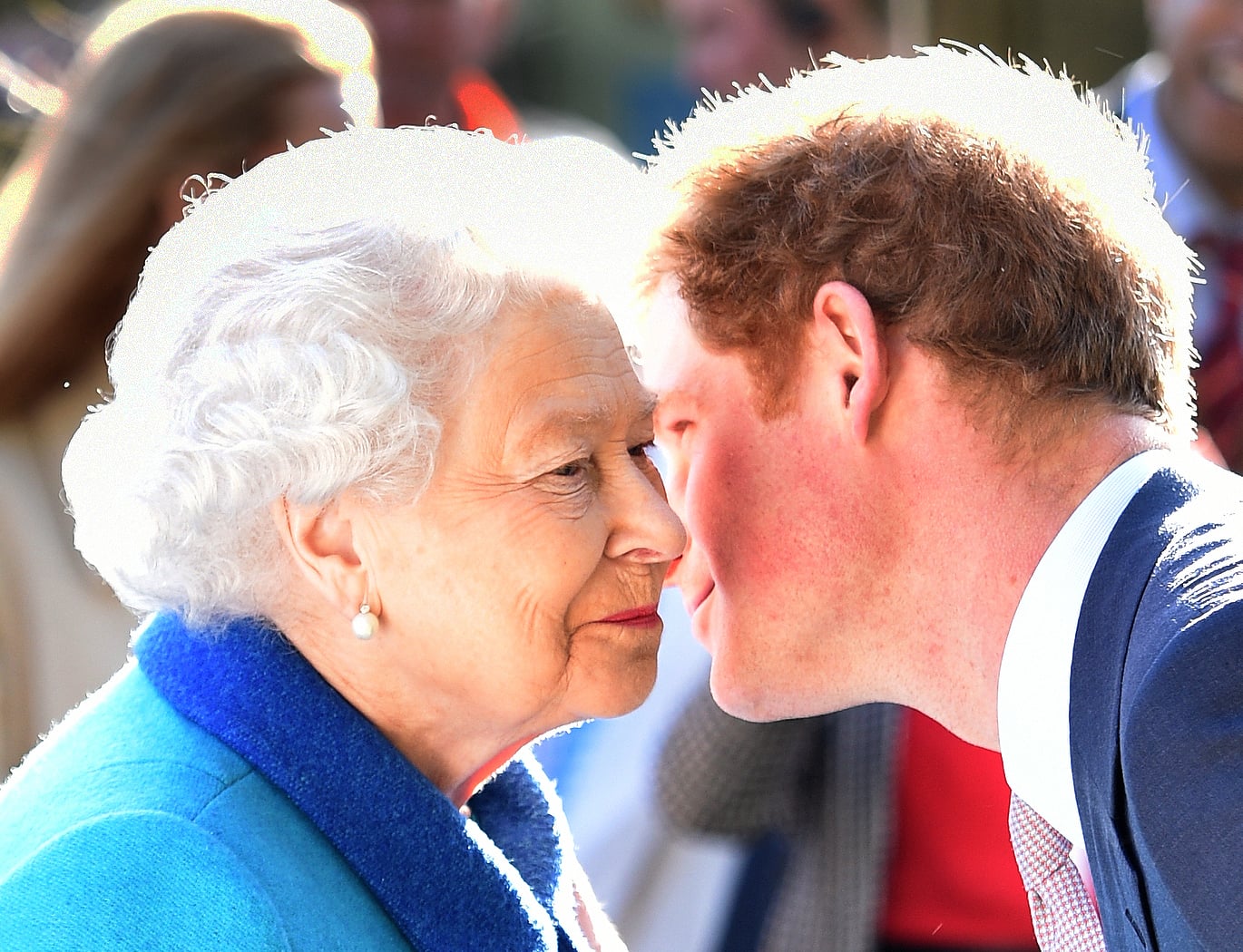 Queen Elizabeth II greets Prince Harry in 2015