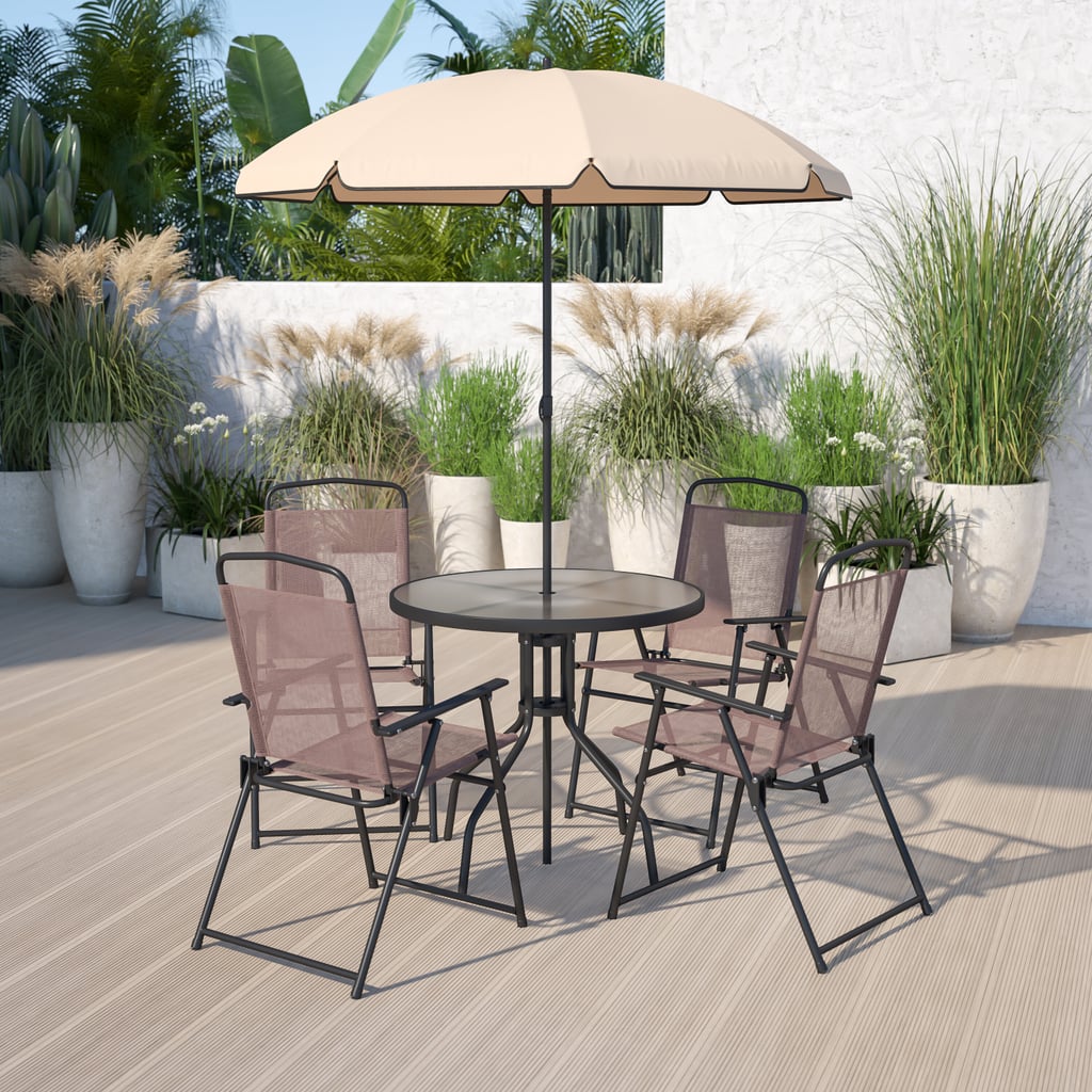 Tollette Round Long Dining Set with Umbrella