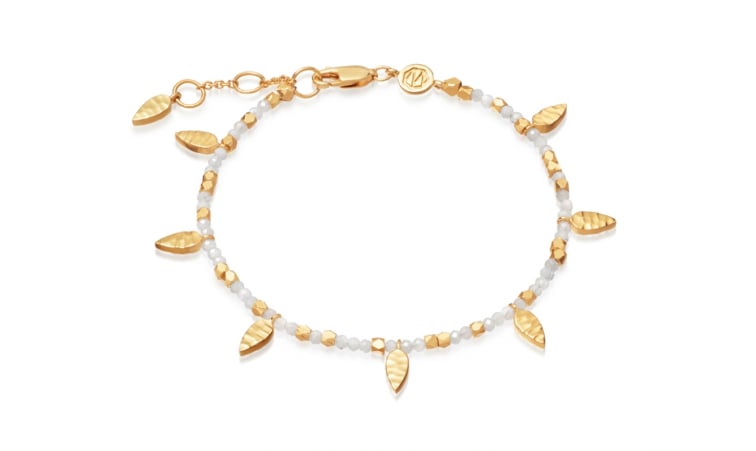 Missoma Rainbow Moonstone Beaded Leaf Bracelet