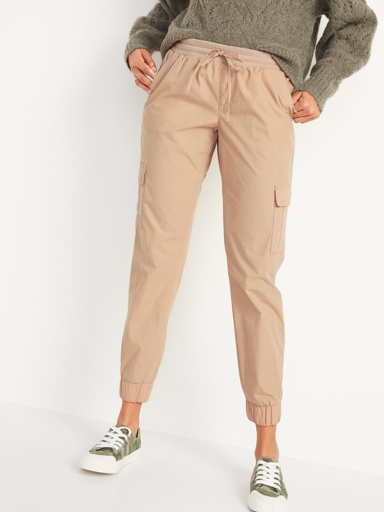 Old Navy Mid-Rise Rib-Knit Waist Soft-Woven Cargo Jogger Pants