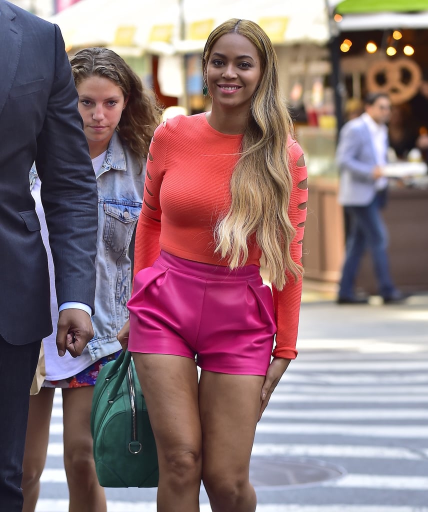 Beyonce Wearing a Neon Outfit in NYC