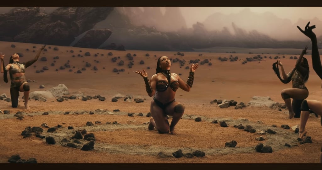 Megan Thee Stallion's "Cobra" Video Outfits: Black Vinyl Set