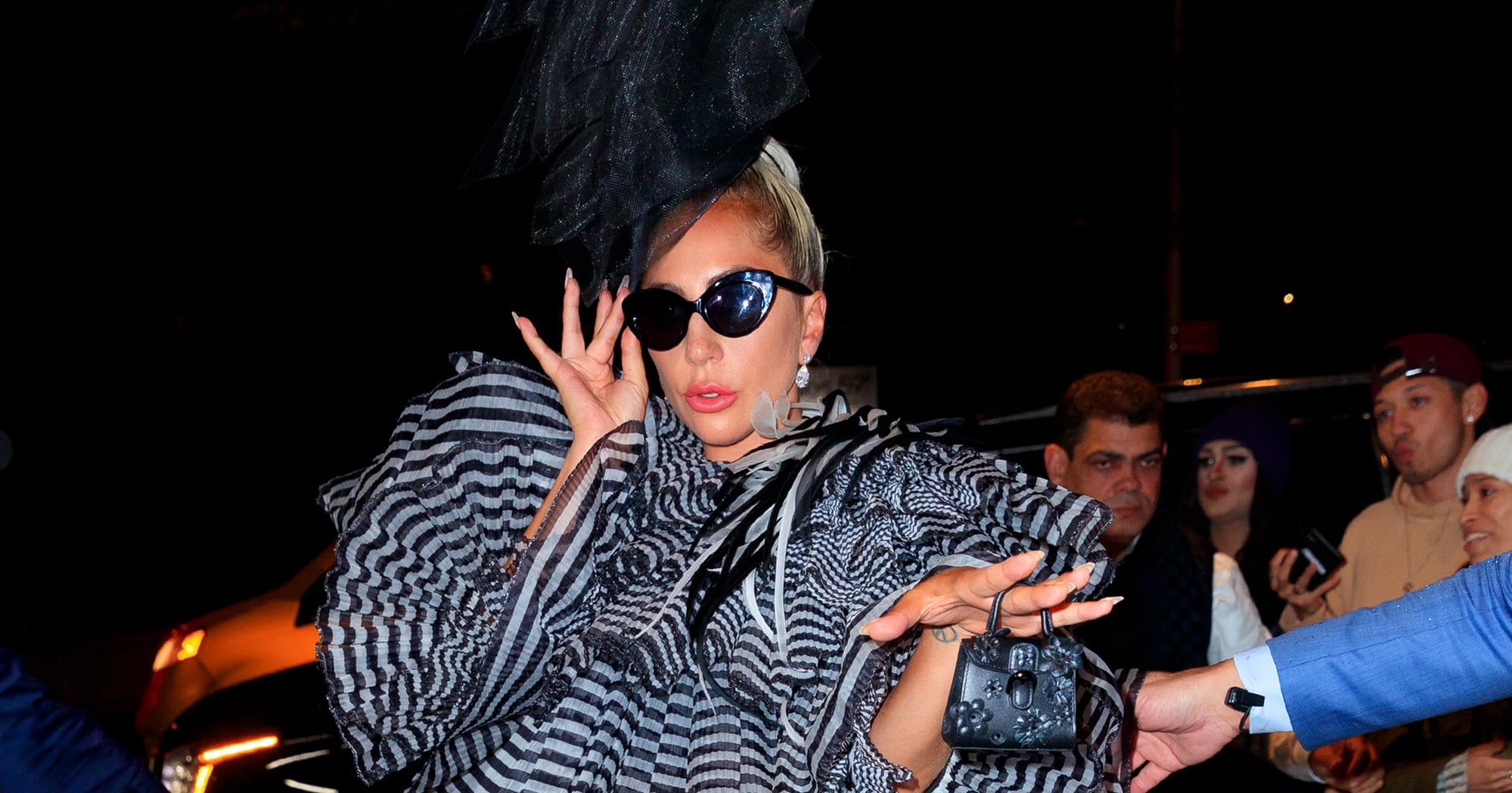 Lady Gaga Striped Minidress at Pre-Met Gala Dinner | POPSUGAR Fashion